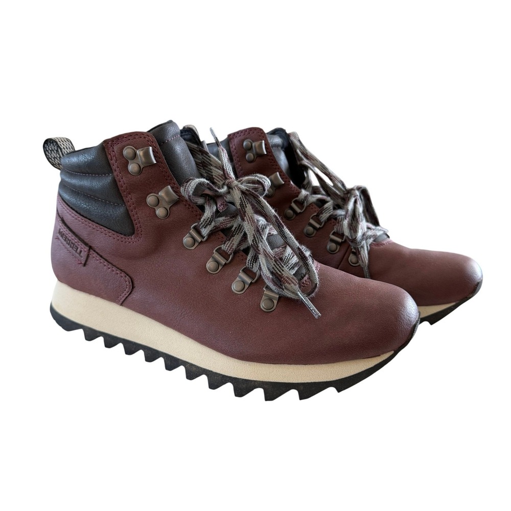 Merrell Women Alpine Hiker Dark Burgundy Lace Up‎ Vegan Leather Boots Size 10